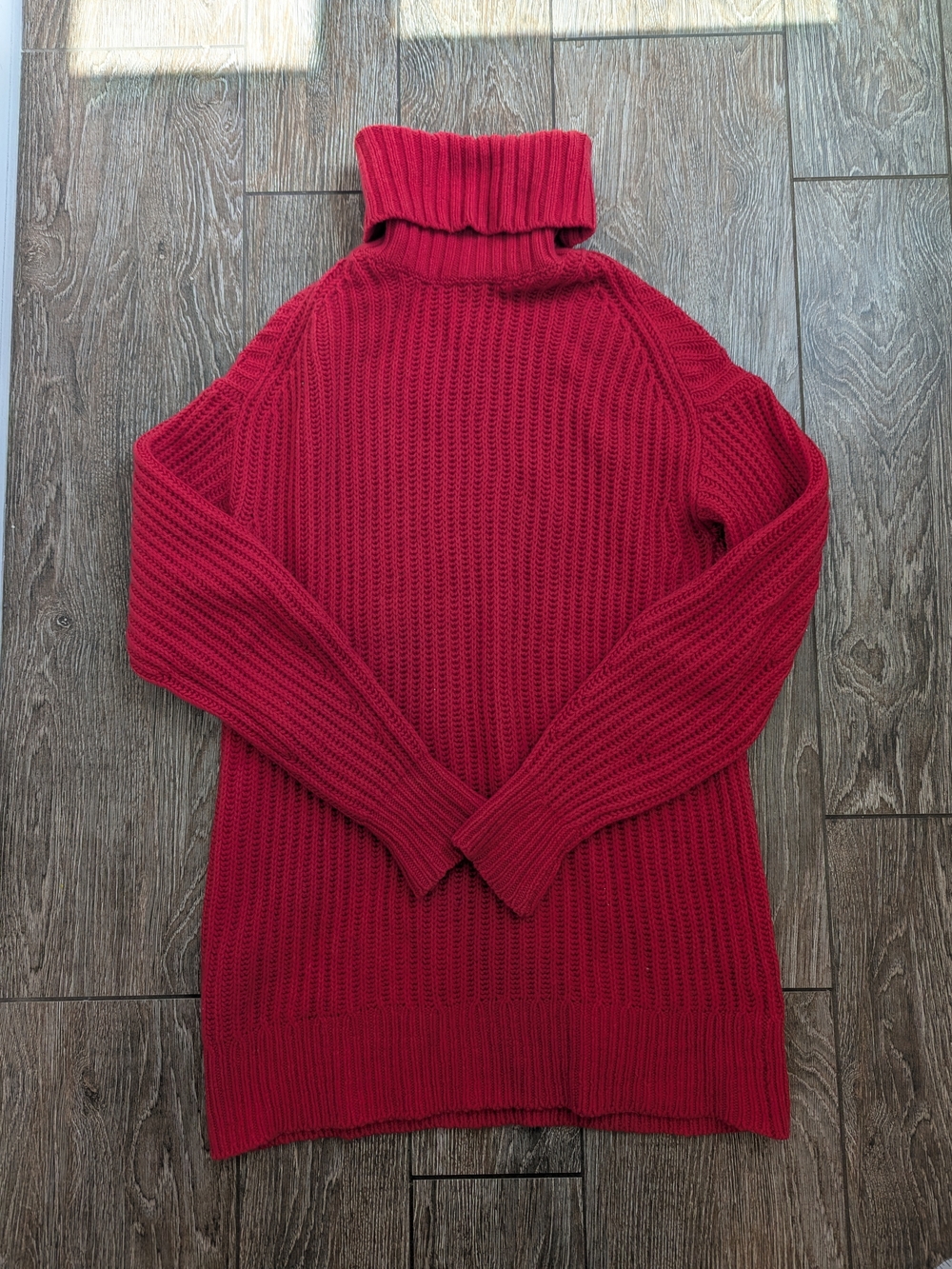 Everlane Wool Turtleneck Sweater Dress Mini Knit Medium Red Cozy Fall